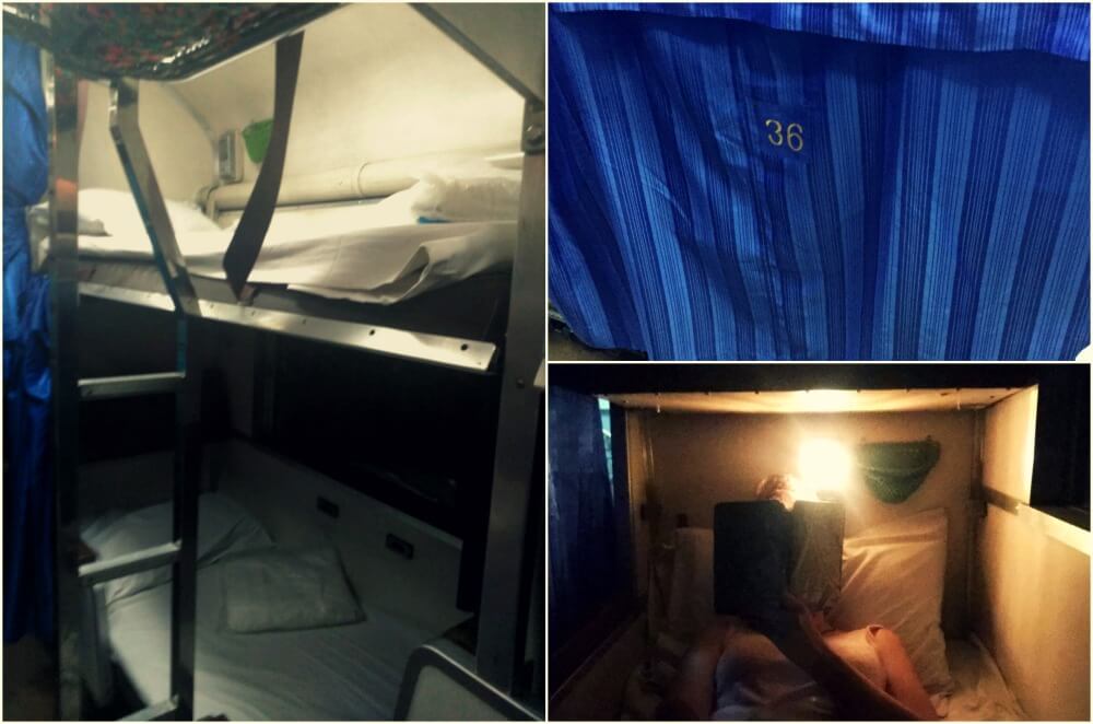 Lits dans le train de nuit de Bangkok à Chiang Mai