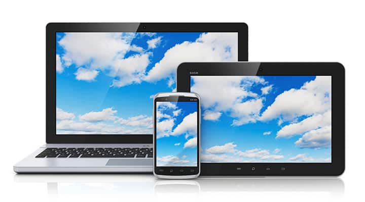 Laptop, tablet, and smartphone