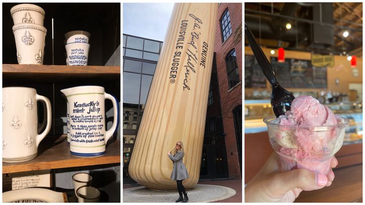 De gauche à droite : Louisville Stoneware, Louisville Slugger Museum & Factory et Homemade Ice Cream & Pie Kitchen.