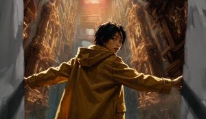 Protagonista del spot entrando en una catedral