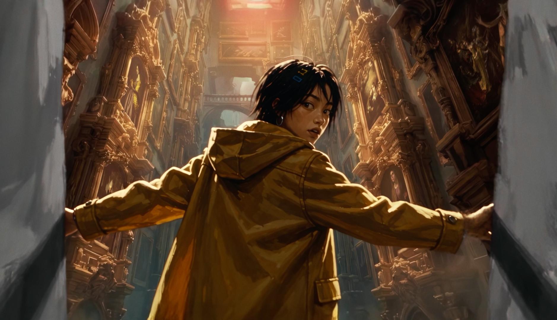 Protagonista del spot entrando en una catedral