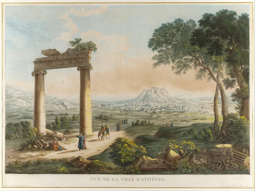 Vue d'Athènes et de l'aqueduc d'Hadrien par Louis-François Cassas, 1813.